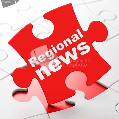 Image of News concept: Regional News on puzzle background