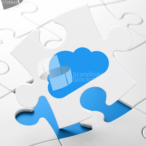 Image of Cloud networking concept: Cloud on puzzle background