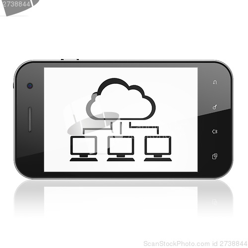 Image of Cloud networking concept: Cloud Network on smartphone