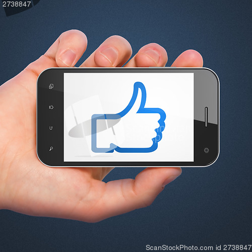 Image of Social media concept: Like on smartphone