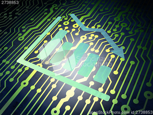 Image of Business concept: circuit board with Decline Graph