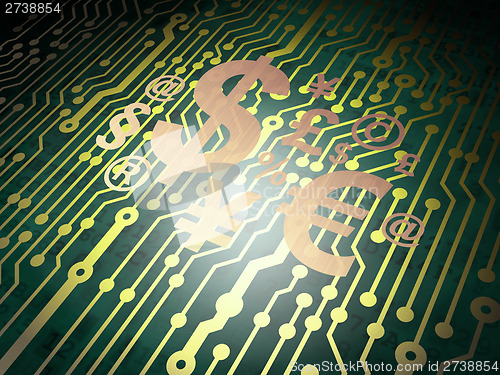 Image of Finance concept: circuit board with Finance Symbol
