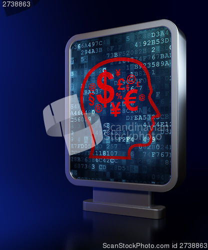 Image of Education concept: Head With Finance Symbol on billboard
