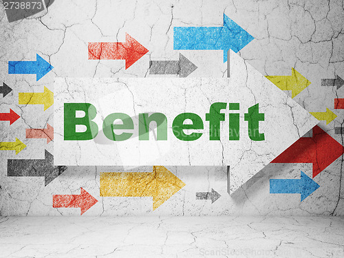 Image of Finance concept: arrow whis Benefit on grunge wall background