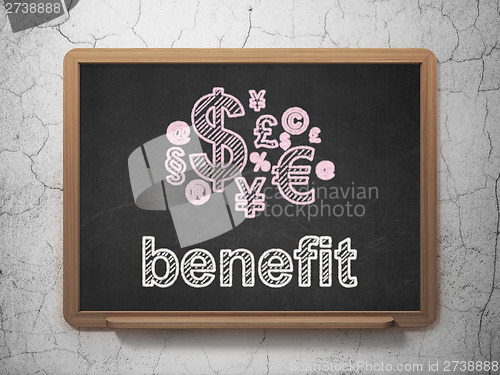 Image of Business concept: Finance Symbol and Benefit on chalkboard