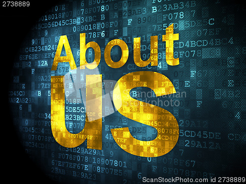 Image of Advertising concept: About Us on digital background