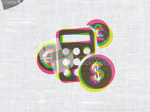 Image of Finance concept: Calculator on fabric texture background