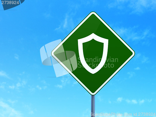 Image of Safety concept: Contoured Shield on road sign