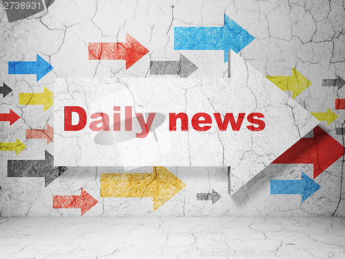 Image of News concept: arrow whis Daily News on grunge wall background