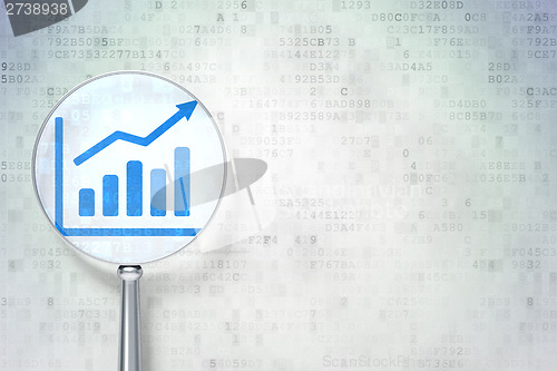 Image of News concept:  Growth Graph with optical glass on digital
