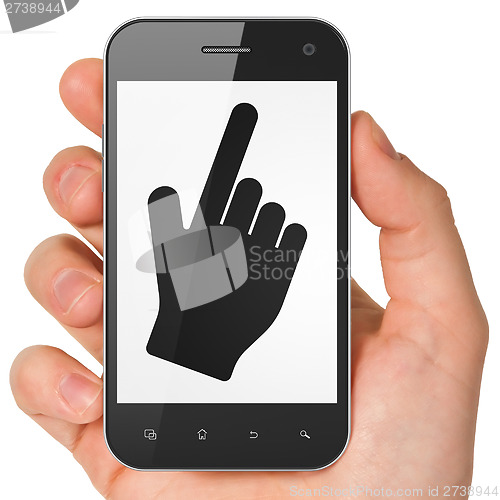 Image of Web design concept: Mouse Cursor on smartphone