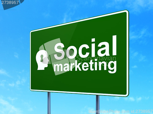 Image of Marketing concept: Social Marketing and Head With Keyhole