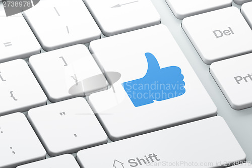 Image of Social media concept: Like on computer keyboard background