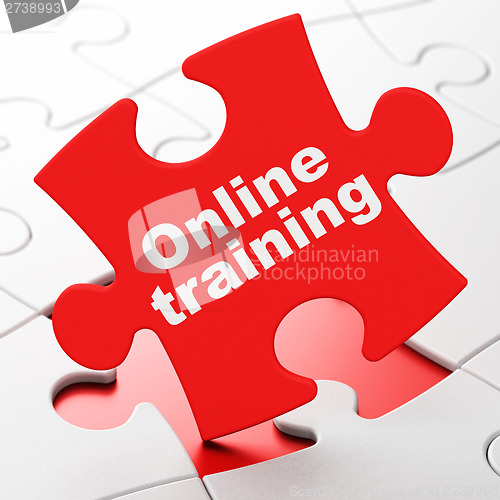 Image of Education concept: Online Training on puzzle background