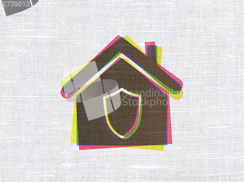 Image of Finance concept: Home on fabric texture background