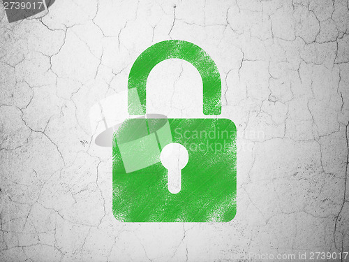 Image of Data concept: Closed Padlock on wall background