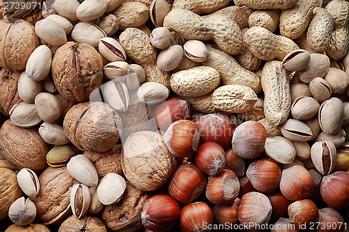 Image of various nuts background