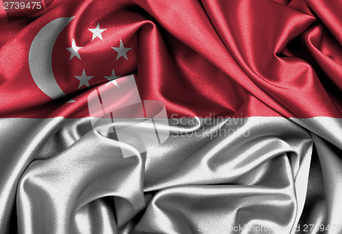Image of Satin flag, three dimensional render