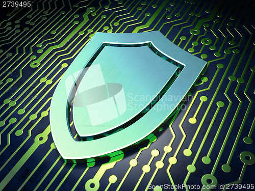 Image of Safety concept: Shield on circuit board background