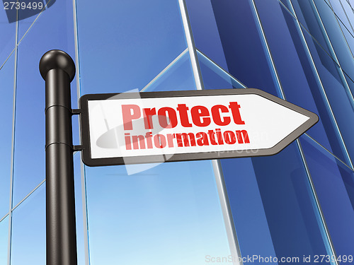 Image of Security concept: sign Protect Information on Building