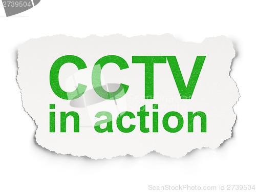 Image of Privacy concept: CCTV In action on Paper background