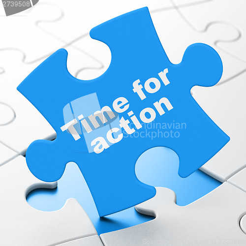 Image of Timeline concept: Time for Action on puzzle background