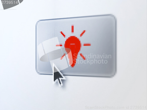 Image of Finance concept: Light Bulb on digital button background