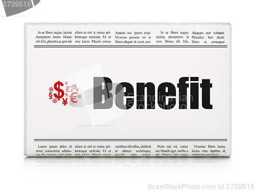 Image of newspaper with Benefit and Finance Symbol