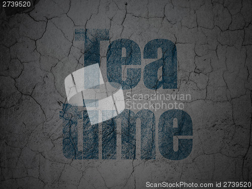 Image of Timeline concept: Tea Time on grunge wall background