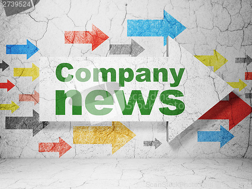 Image of Arrow whis Company News on grunge wall background