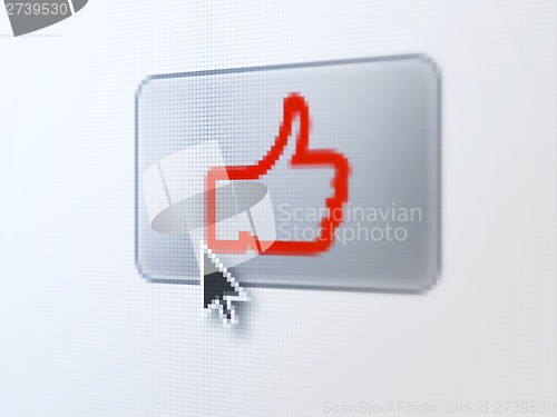 Image of Social media concept: Like on digital button background