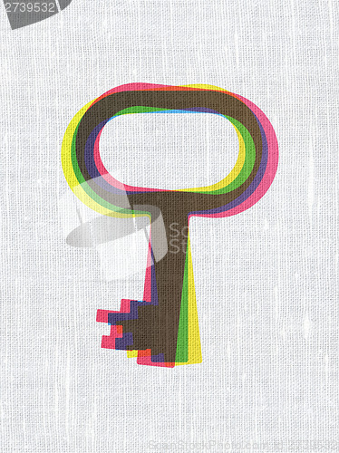 Image of Security concept: Key on fabric texture background