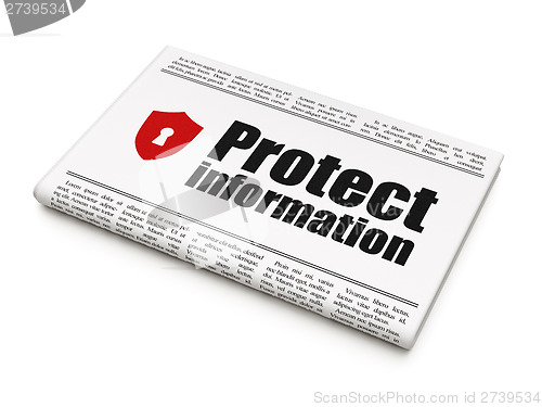 Image of Security news concept: newspaper with Protect Information