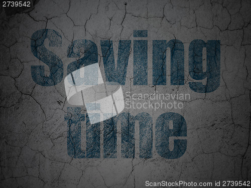Image of Timeline concept: Saving Time on grunge wall background