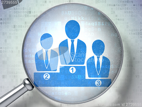 Image of Business Team with optical glass on digital