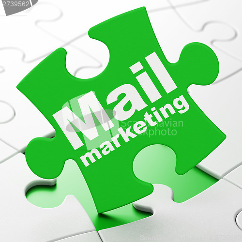 Image of Advertising concept: Mail Marketing on puzzle background