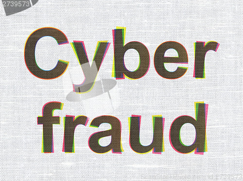 Image of Security concept: Cyber Fraud on fabric texture background