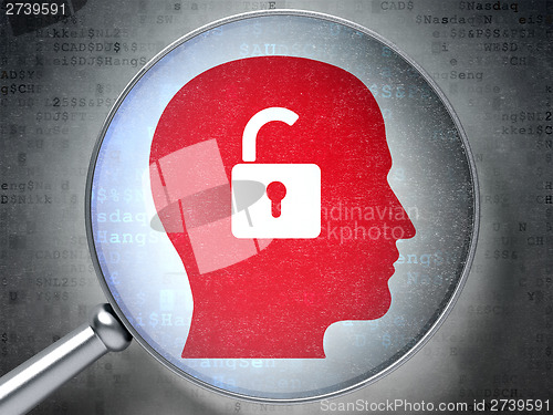 Image of Business concept:  Head With Padlock on digital background