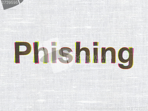 Image of Privacy concept: Phishing on fabric texture background