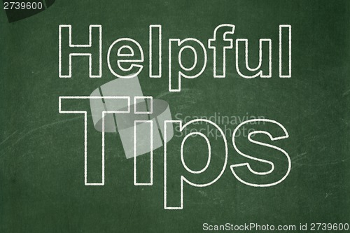 Image of Education concept: Helpful Tips on chalkboard background