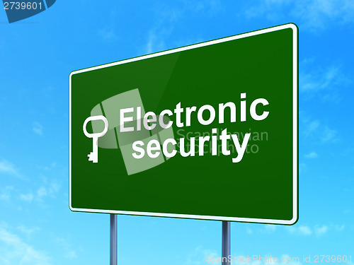 Image of Privacy concept: Electronic Security Key road sign background