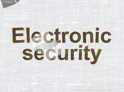 Image of Safety concept: Electronic Security on fabric texture background