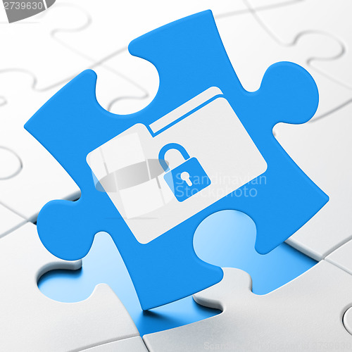 Image of Business concept: Folder With Lock on puzzle background