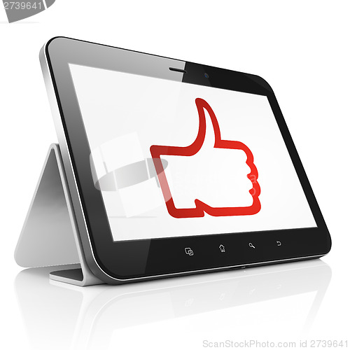 Image of Social media concept: Like on tablet pc computer