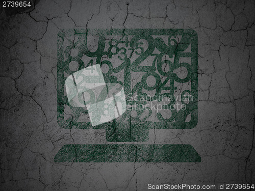 Image of Education concept: Computer Pc on grunge wall background