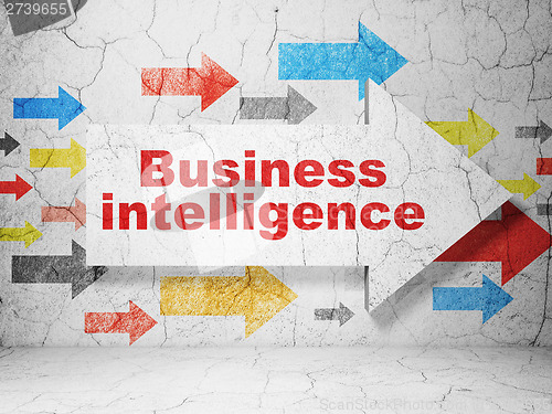 Image of Finance concept: arrow Business Intelligence on grunge wall