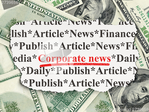 Image of Corporate News on Money background