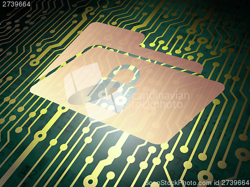 Image of Finance concept: circuit board with Folder Lock