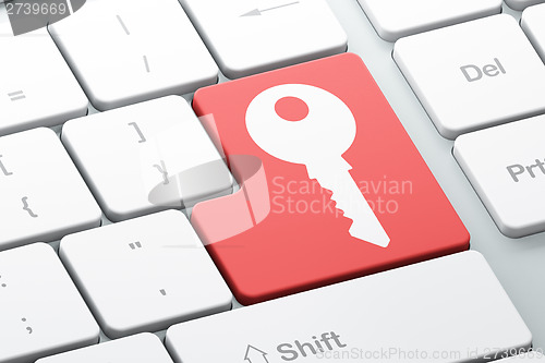 Image of Privacy concept: Key on computer keyboard background