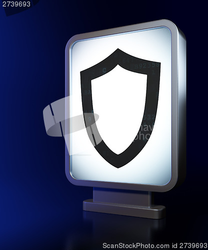 Image of Security concept: Contoured Shield on billboard background